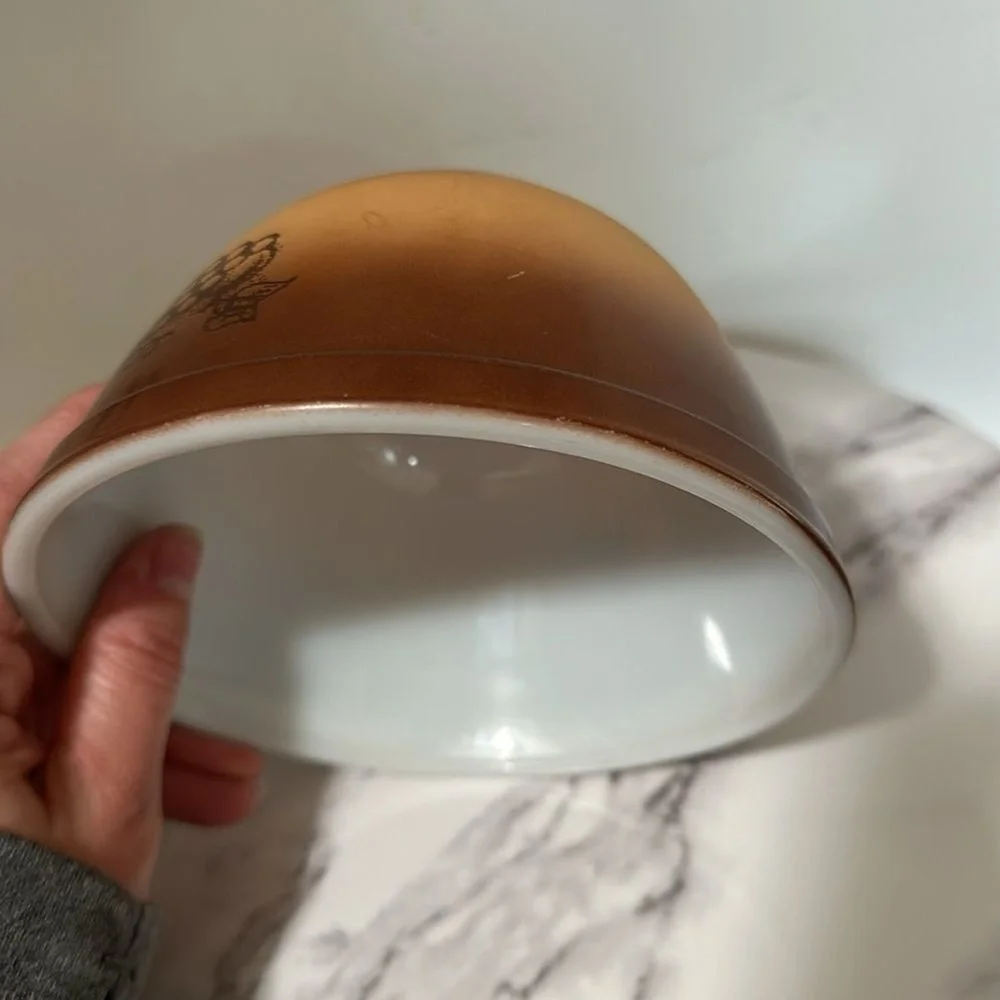 Vintage Pyrex Bowl Old Orchard 1.5 quart Brown with Fruit Design‎ 6